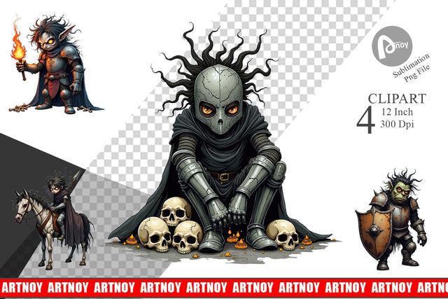 Grumpy Knight Clipart Sublimation artnoy 