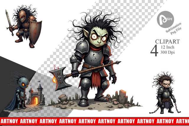 Grumpy Knight Clipart Sublimation artnoy 
