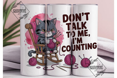Grumpy Knitting Cat 20oz Tumbler Wrap Sublimation sassyprint 