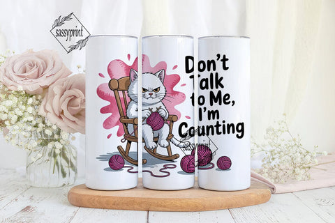 Grumpy Knitting Cat 20oz Tumbler Wrap Sublimation sassyprint 