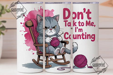 Grumpy Knitting Cat 20oz Tumbler Wrap Sublimation sassyprint 