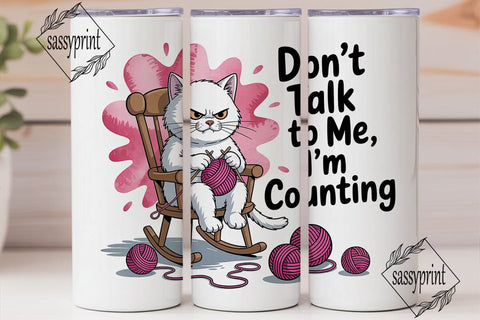 Grumpy Knitting Cat 20oz Tumbler Wrap Sublimation sassyprint 