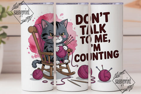Grumpy Knitting Cat 20oz Tumbler Wrap Sublimation sassyprint 