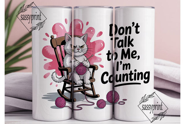 Grumpy Knitting Cat 20oz Tumbler Wrap Sublimation sassyprint 