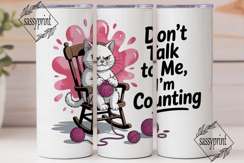 Grumpy Knitting Cat 20oz Tumbler Wrap Sublimation sassyprint 