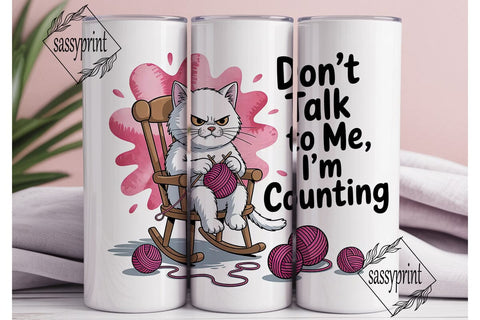Grumpy Knitting Cat 20oz Tumbler Wrap Sublimation sassyprint 