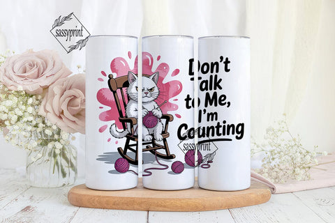 Grumpy Knitting Cat 20oz Tumbler Wrap Sublimation sassyprint 