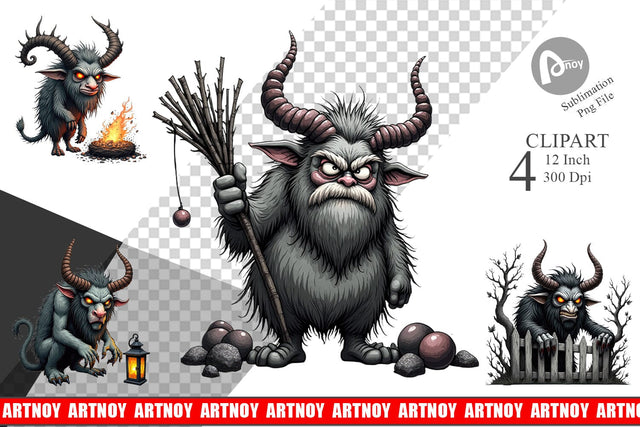 Grumpy Krampus Clipart Sublimation artnoy 