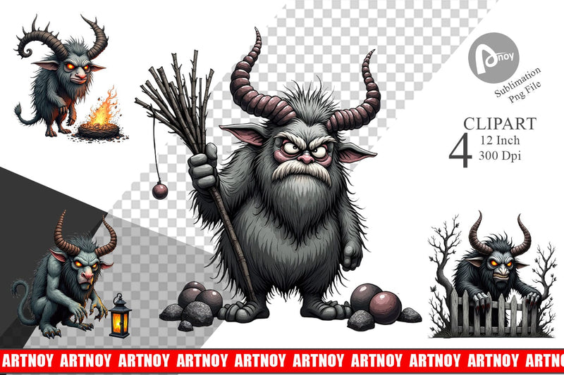 Grumpy Krampus Clipart Sublimation artnoy 