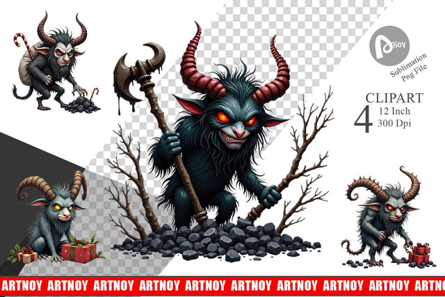 Grumpy Krampus Clipart Sublimation artnoy 