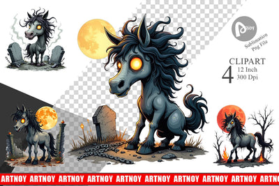 Grumpy Phantom Horse Clipart Sublimation artnoy 