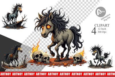 Grumpy Phantom Horse Clipart Sublimation artnoy 