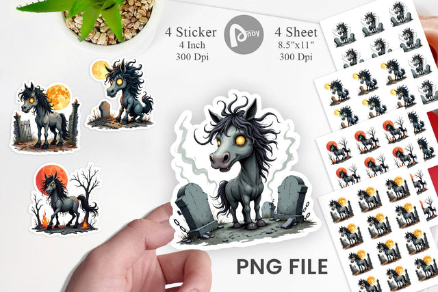Grumpy Phantom Horse Sticker Sublimation artnoy 