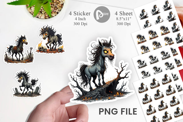 Grumpy Phantom Horse Sticker Sublimation artnoy 