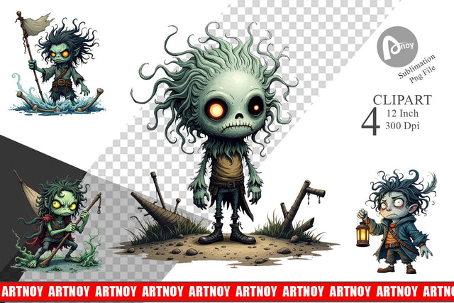 Grumpy Pirate Ghost Clipart Sublimation artnoy 