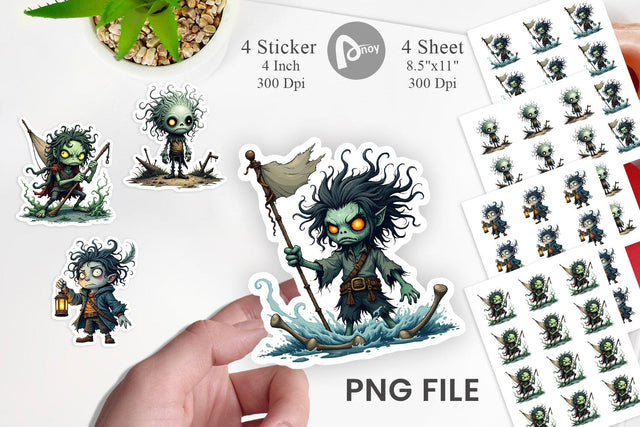 Grumpy Pirate Ghost Sticker Sublimation artnoy 