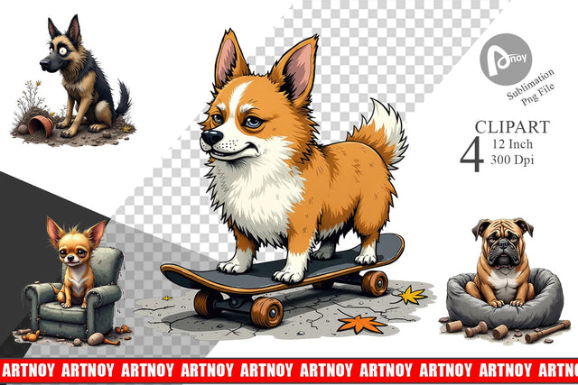Grumpy Pooch Clipart Sublimation artnoy 