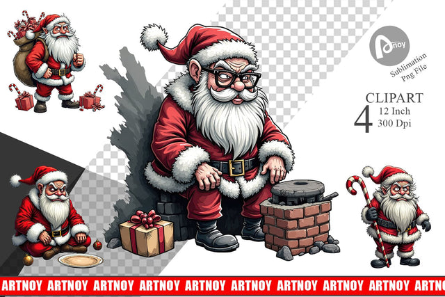 Grumpy Santa Clipart Sublimation artnoy 
