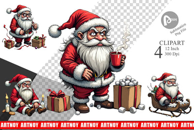 Grumpy Santa Clipart Sublimation artnoy 