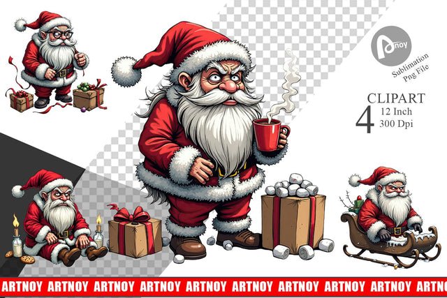 Grumpy Santa Clipart Sublimation artnoy 