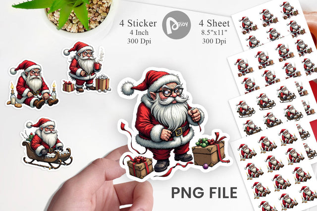 Grumpy Santa Sticker Sublimation artnoy 