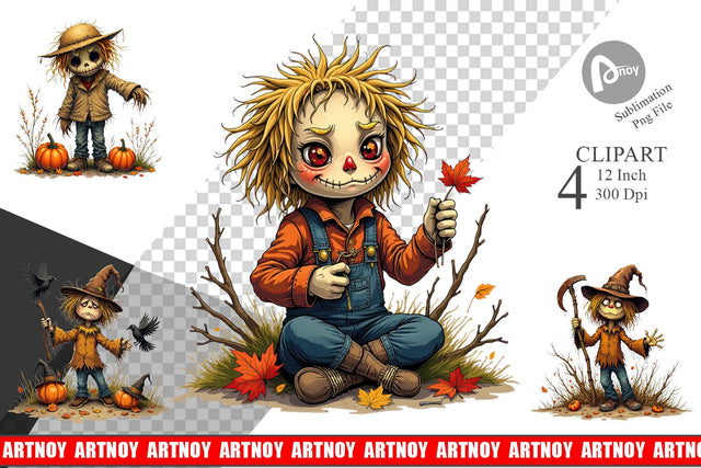 Grumpy Scarecrow Clipart Sublimation artnoy 