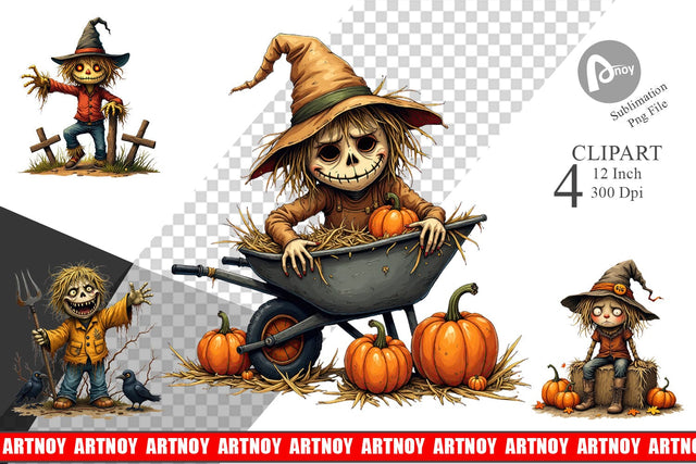 Grumpy Scarecrow Clipart Sublimation artnoy 