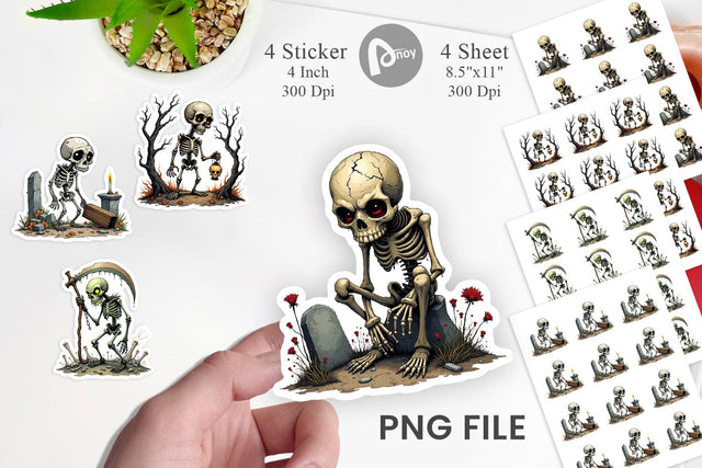 Grumpy Skeleton Sticker Sublimation artnoy 