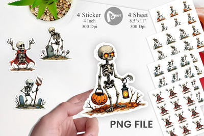 Grumpy Skeleton Sticker Sublimation artnoy 