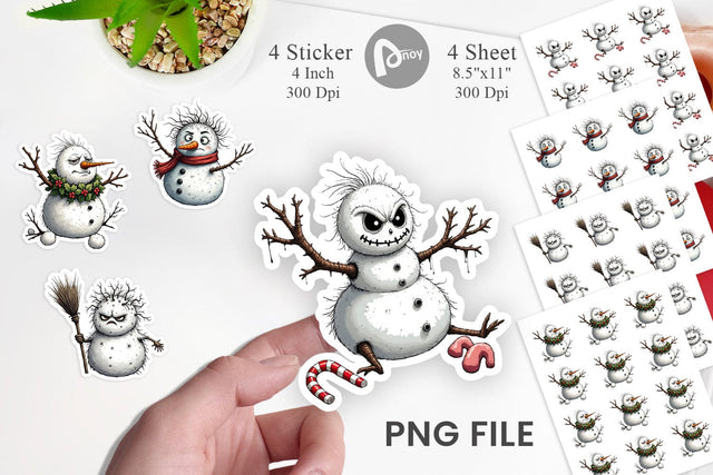 Grumpy Snowman Sticker Sublimation artnoy 