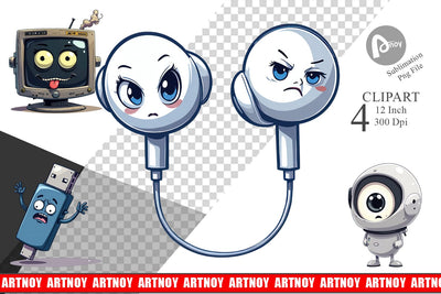 Grumpy Tech Gadgets Clipart Sublimation artnoy 