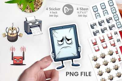 Grumpy Tech Gadgets Sticker Sublimation artnoy 