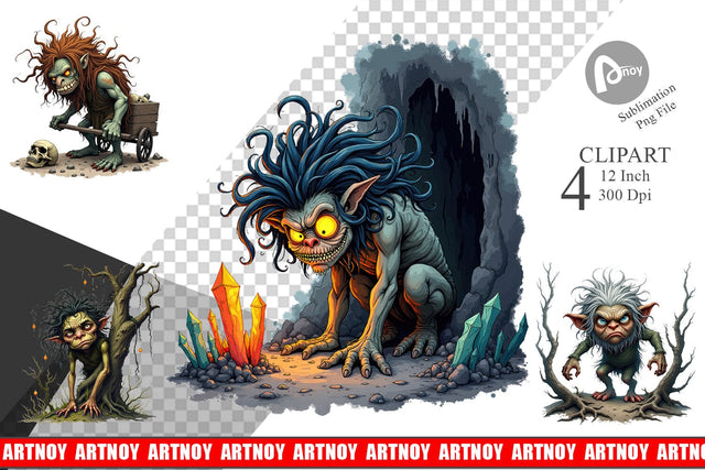 Grumpy Troll Clipart Sublimation artnoy 