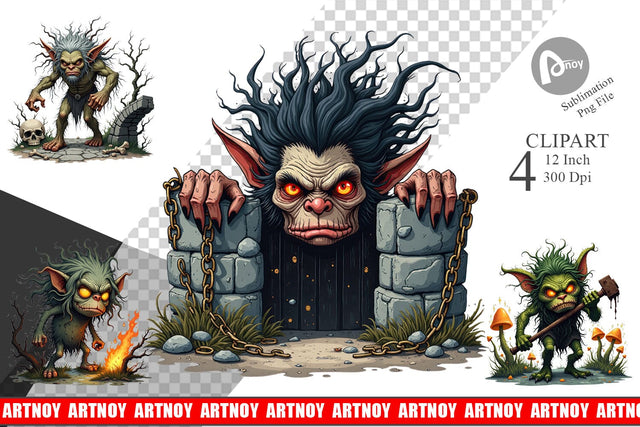 Grumpy Troll Clipart Sublimation artnoy 