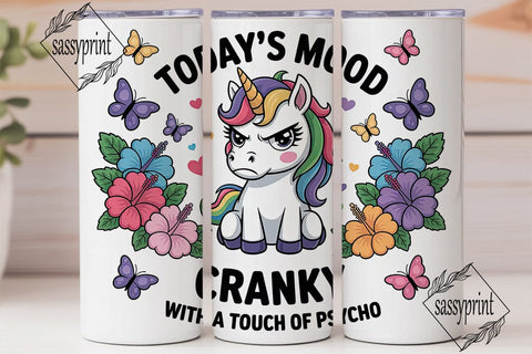 Grumpy Unicorn 20oz Tumbler Wrap Sublimation sassyprint 