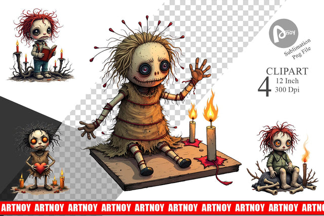 Grumpy Voodoo Doll Clipart Sublimation artnoy 