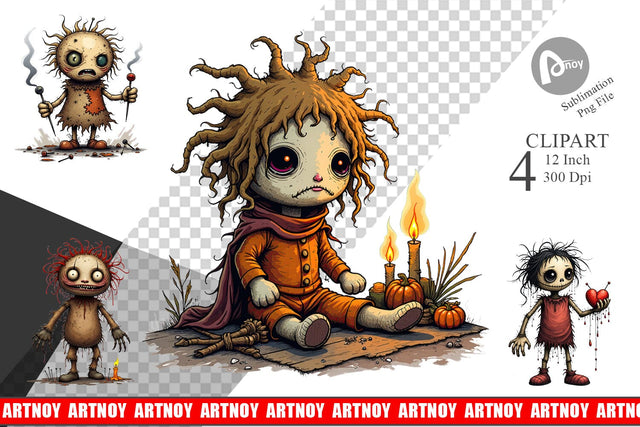 Grumpy Voodoo Doll Clipart Sublimation artnoy 