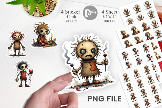 Grumpy Voodoo Doll Sticker Sublimation artnoy 