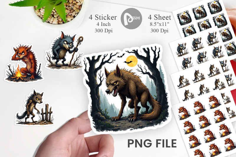 Grumpy Werewolf Sticker Sublimation artnoy 