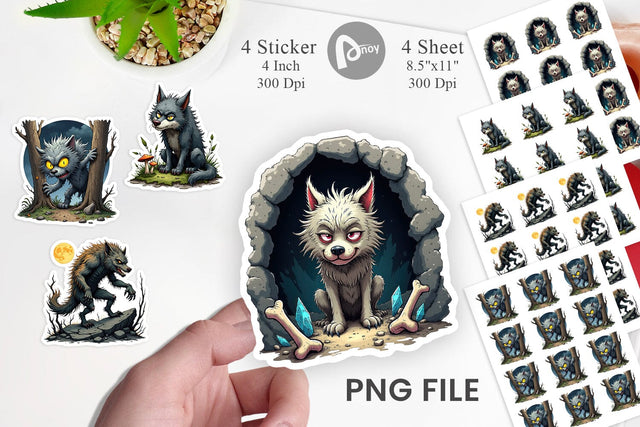Grumpy Werewolf Sticker Sublimation artnoy 