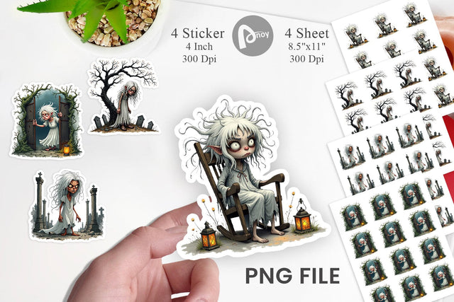 Grumpy White Lady Sticker Sublimation artnoy 