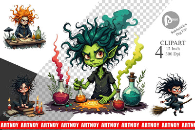 Grumpy Witch Clipart Sublimation artnoy 