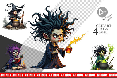 Grumpy Witch Clipart Sublimation artnoy 
