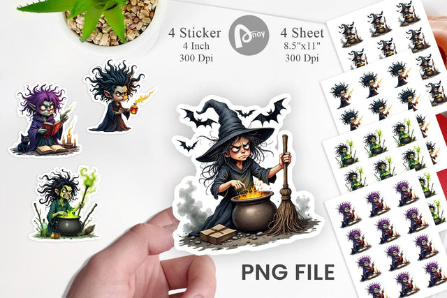 Grumpy Witch Sticker Sublimation artnoy 