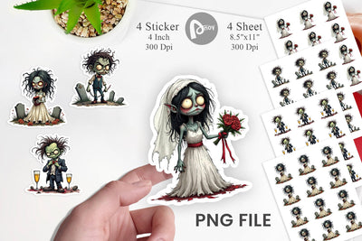 Grumpy Zombie Couple Sticker Sublimation artnoy 