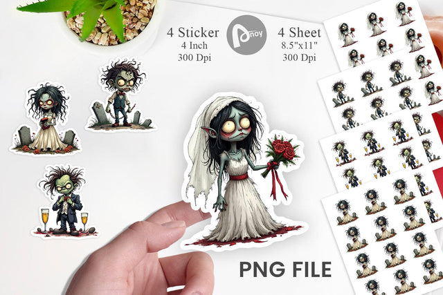 Grumpy Zombie Couple Sticker Sublimation artnoy 