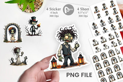 Grumpy Zombie Couple Sticker Sublimation artnoy 