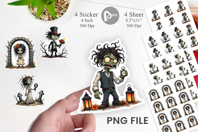 Grumpy Zombie Couple Sticker Sublimation artnoy 