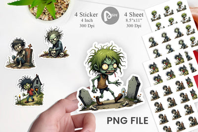 Grumpy Zombie Sticker Sublimation artnoy 