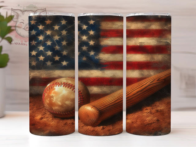 Grunge Baseball American Flag Patriotic Sports Tumbler, American Flag Tumbler Wrap, 20oz Sublimation PNG, Patriotic Baseball Design, USA Flag Sports Cup, Distressed Baseball Wrap Sublimation Lara' s Designs 